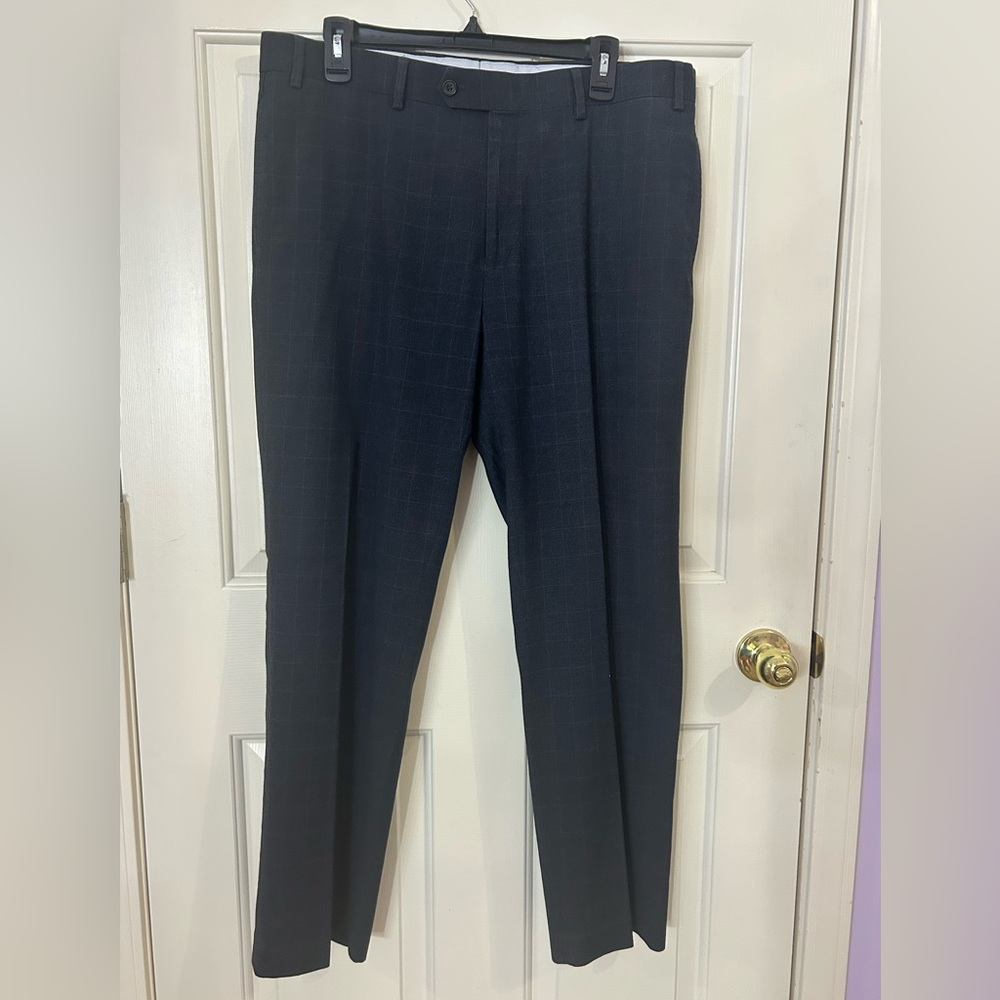 Ralph Ralph Lauren Dress Pants Men 36x30 (36x29) Window Pane Plaid Stretch Gray - Picture 2 of 8